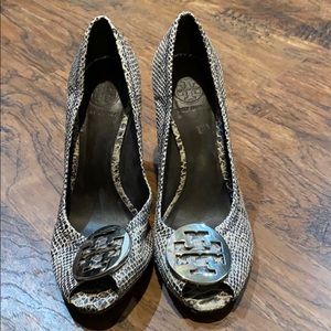 Tory Burch 4inch snake skin wedge